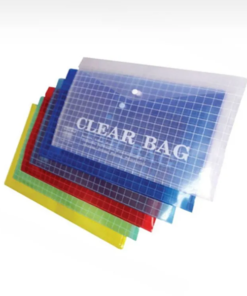 Clear Bag Transparent Button File Bag Plastic Folder, A4 Size